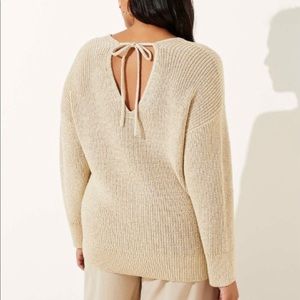 LOFT Plus Shimmery Tan Sweater, Size 14